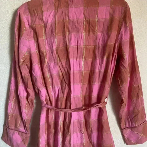 Victoria’s Secret Flannel Tie Romper Cherry Plaid Gold Trim Y2K Loungewear S - Picture 11 of 13